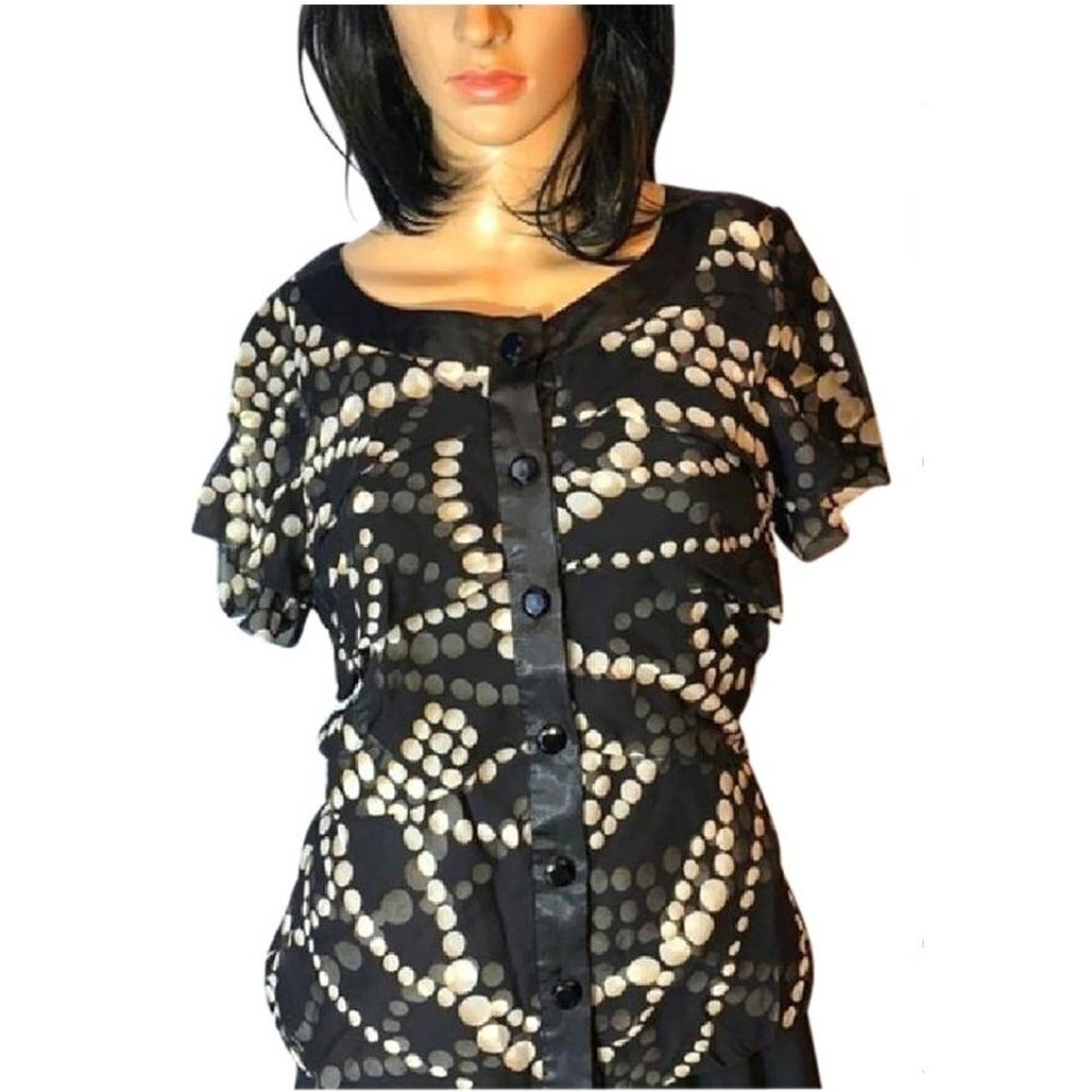 JS Collection Women's Fancy Button Down Blouse, 10